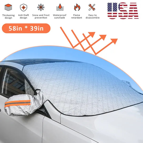 Magnetic Windshield Snow Cover with Mirror Covers